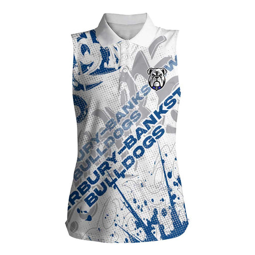 Personalized Canterbury-Bankstown Bulldogs Rugby Women Sleeveless Polo Shirt Urban Street Graffiti Style - Distressed Splatter Elements