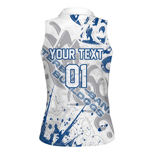 Personalized Canterbury-Bankstown Bulldogs Rugby Women Sleeveless Polo Shirt Urban Street Graffiti Style - Distressed Splatter Elements