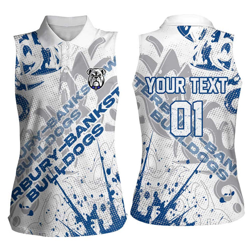 Personalized Canterbury-Bankstown Bulldogs Rugby Women Sleeveless Polo Shirt Urban Street Graffiti Style - Distressed Splatter Elements