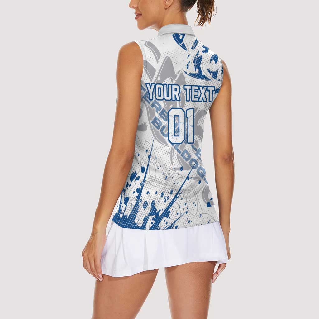 Personalized Canterbury-Bankstown Bulldogs Rugby Women Sleeveless Polo Shirt Urban Street Graffiti Style - Distressed Splatter Elements