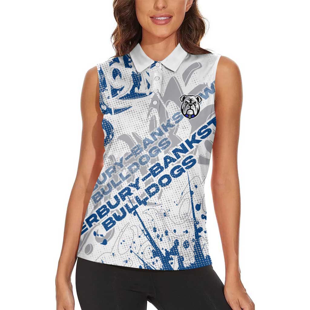 Personalized Canterbury-Bankstown Bulldogs Rugby Women Sleeveless Polo Shirt Urban Street Graffiti Style - Distressed Splatter Elements