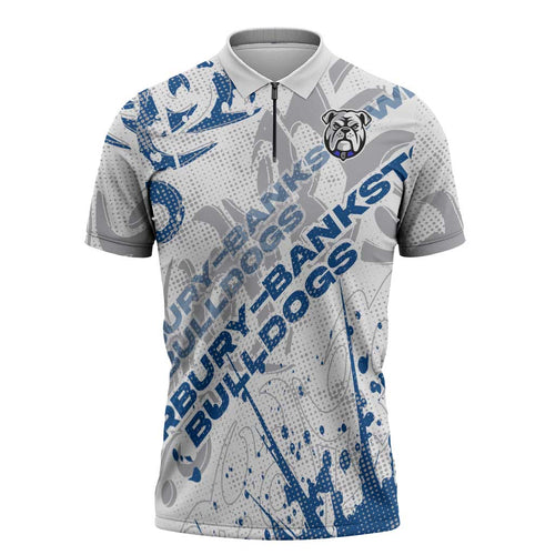Personalized Canterbury-Bankstown Bulldogs Rugby Zipper Polo Shirt Urban Street Graffiti Style - Distressed Splatter Elements
