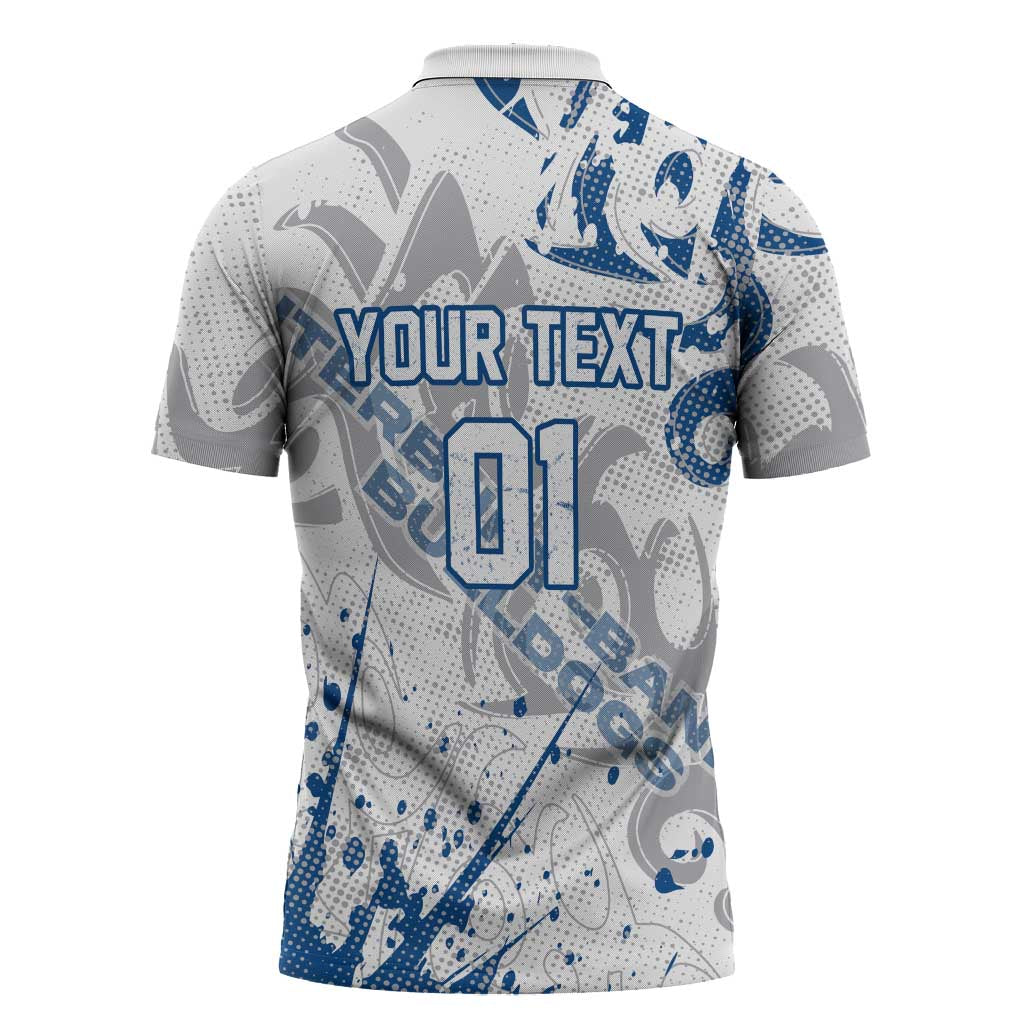Personalized Canterbury-Bankstown Bulldogs Rugby Zipper Polo Shirt Urban Street Graffiti Style - Distressed Splatter Elements