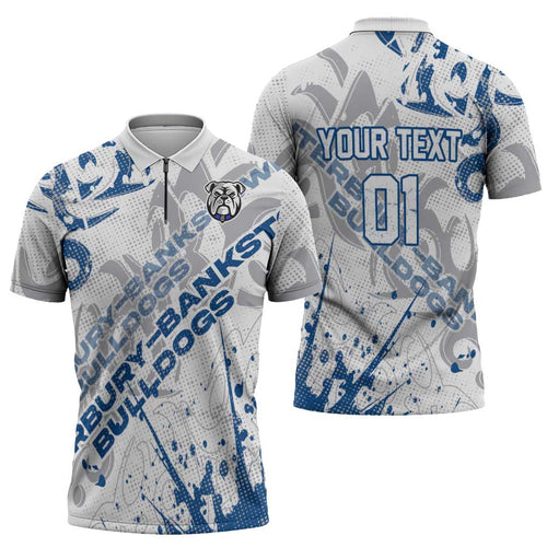 Personalized Canterbury-Bankstown Bulldogs Rugby Zipper Polo Shirt Urban Street Graffiti Style - Distressed Splatter Elements