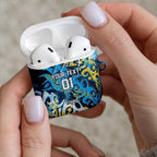 Personalized Gold Coast Titans Rugby AirPods Case Urban Street Graffiti Style - Distressed Splatter Elements