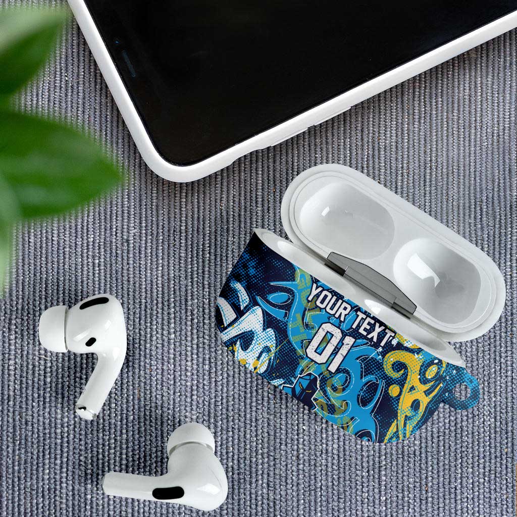 Personalized Gold Coast Titans Rugby AirPods Case Urban Street Graffiti Style - Distressed Splatter Elements