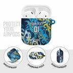 Personalized Gold Coast Titans Rugby AirPods Case Urban Street Graffiti Style - Distressed Splatter Elements