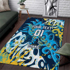 Personalized Gold Coast Titans Rugby Area Rug Urban Street Graffiti Style - Distressed Splatter Elements