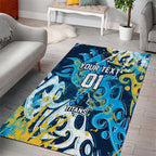 Personalized Gold Coast Titans Rugby Area Rug Urban Street Graffiti Style - Distressed Splatter Elements
