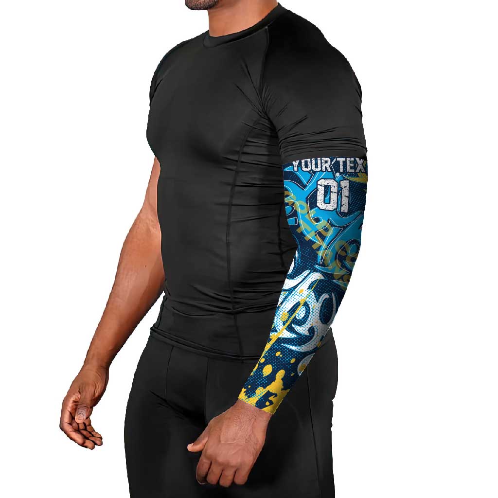 Personalized Gold Coast Titans Rugby Arm Sleeves Urban Street Graffiti Style - Distressed Splatter Elements