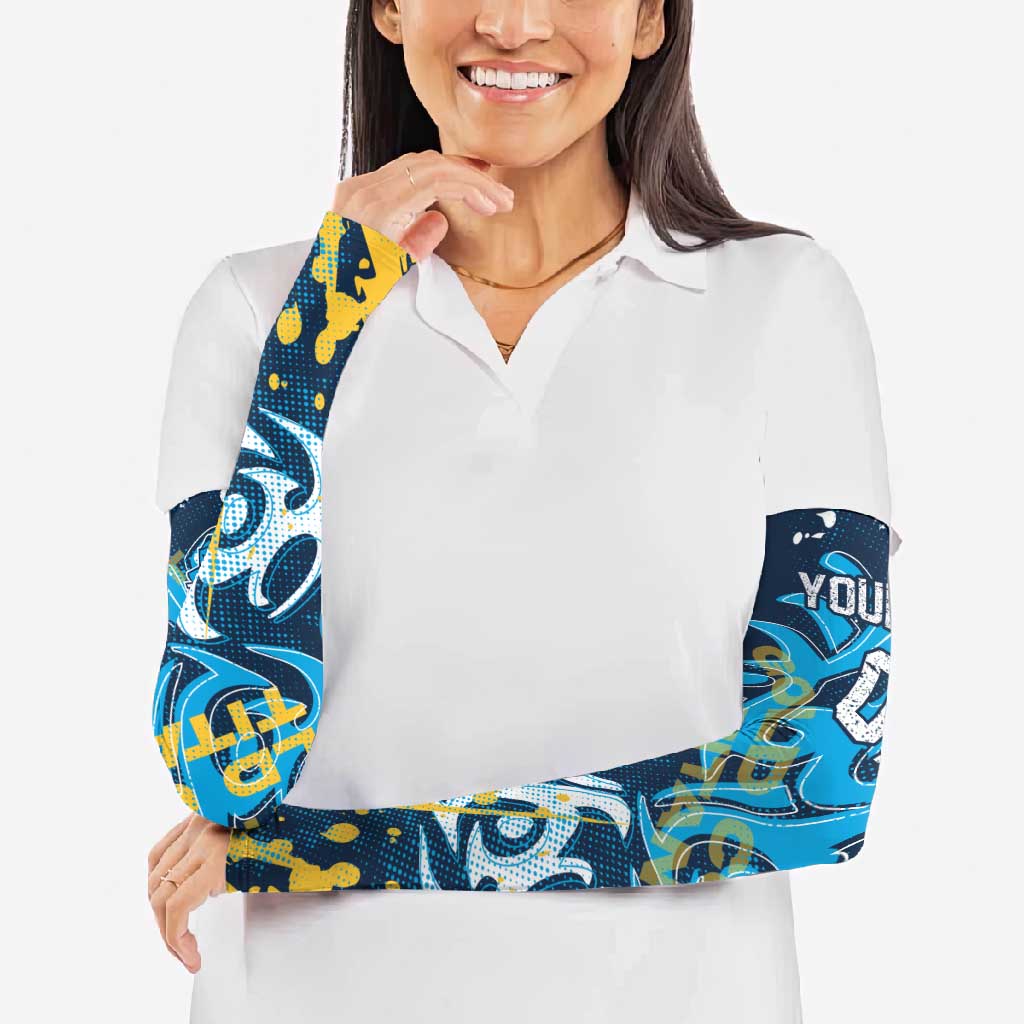 Personalized Gold Coast Titans Rugby Arm Sleeves Urban Street Graffiti Style - Distressed Splatter Elements