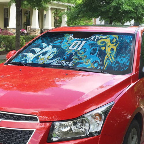 Personalized Gold Coast Titans Rugby Auto Sun Shade Urban Street Graffiti Style - Distressed Splatter Elements