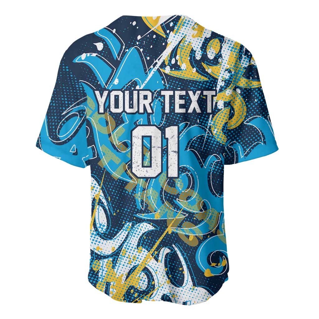 Personalized Gold Coast Titans Rugby Baseball Jersey Urban Street Graffiti Style - Distressed Splatter Elements