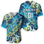 Personalized Gold Coast Titans Rugby Baseball Jersey Urban Street Graffiti Style - Distressed Splatter Elements