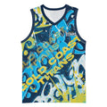 Personalized Gold Coast Titans Rugby Basketball Jersey Urban Street Graffiti Style - Distressed Splatter Elements