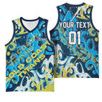 Personalized Gold Coast Titans Rugby Basketball Jersey Urban Street Graffiti Style - Distressed Splatter Elements
