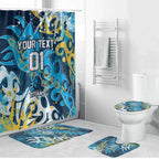 Personalized Gold Coast Titans Rugby Bathroom Set Urban Street Graffiti Style - Distressed Splatter Elements