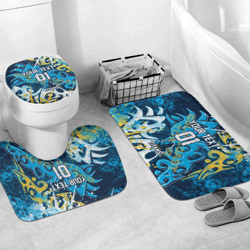 Personalized Gold Coast Titans Rugby Bathroom Set Urban Street Graffiti Style - Distressed Splatter Elements