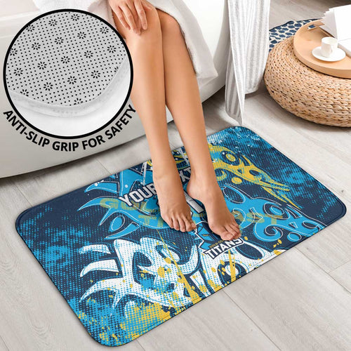 Personalized Gold Coast Titans Rugby Bathroom Set Urban Street Graffiti Style - Distressed Splatter Elements
