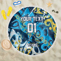 Personalized Gold Coast Titans Rugby Beach Blanket Urban Street Graffiti Style - Distressed Splatter Elements