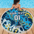 Personalized Gold Coast Titans Rugby Beach Blanket Urban Street Graffiti Style - Distressed Splatter Elements