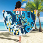 Personalized Gold Coast Titans Rugby Beach Blanket Urban Street Graffiti Style - Distressed Splatter Elements