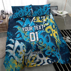 Personalized Gold Coast Titans Rugby Bedding Set Urban Street Graffiti Style - Distressed Splatter Elements