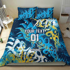 Personalized Gold Coast Titans Rugby Bedding Set Urban Street Graffiti Style - Distressed Splatter Elements