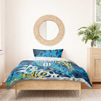 Personalized Gold Coast Titans Rugby Bedding Set Urban Street Graffiti Style - Distressed Splatter Elements