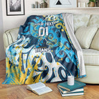 Personalized Gold Coast Titans Rugby Blanket Urban Street Graffiti Style - Distressed Splatter Elements