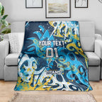 Personalized Gold Coast Titans Rugby Blanket Urban Street Graffiti Style - Distressed Splatter Elements