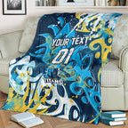 Personalized Gold Coast Titans Rugby Blanket Urban Street Graffiti Style - Distressed Splatter Elements
