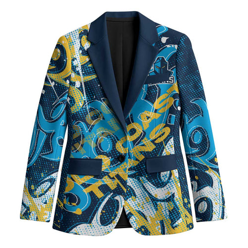 Personalized Gold Coast Titans Rugby Blazer Urban Street Graffiti Style - Distressed Splatter Elements