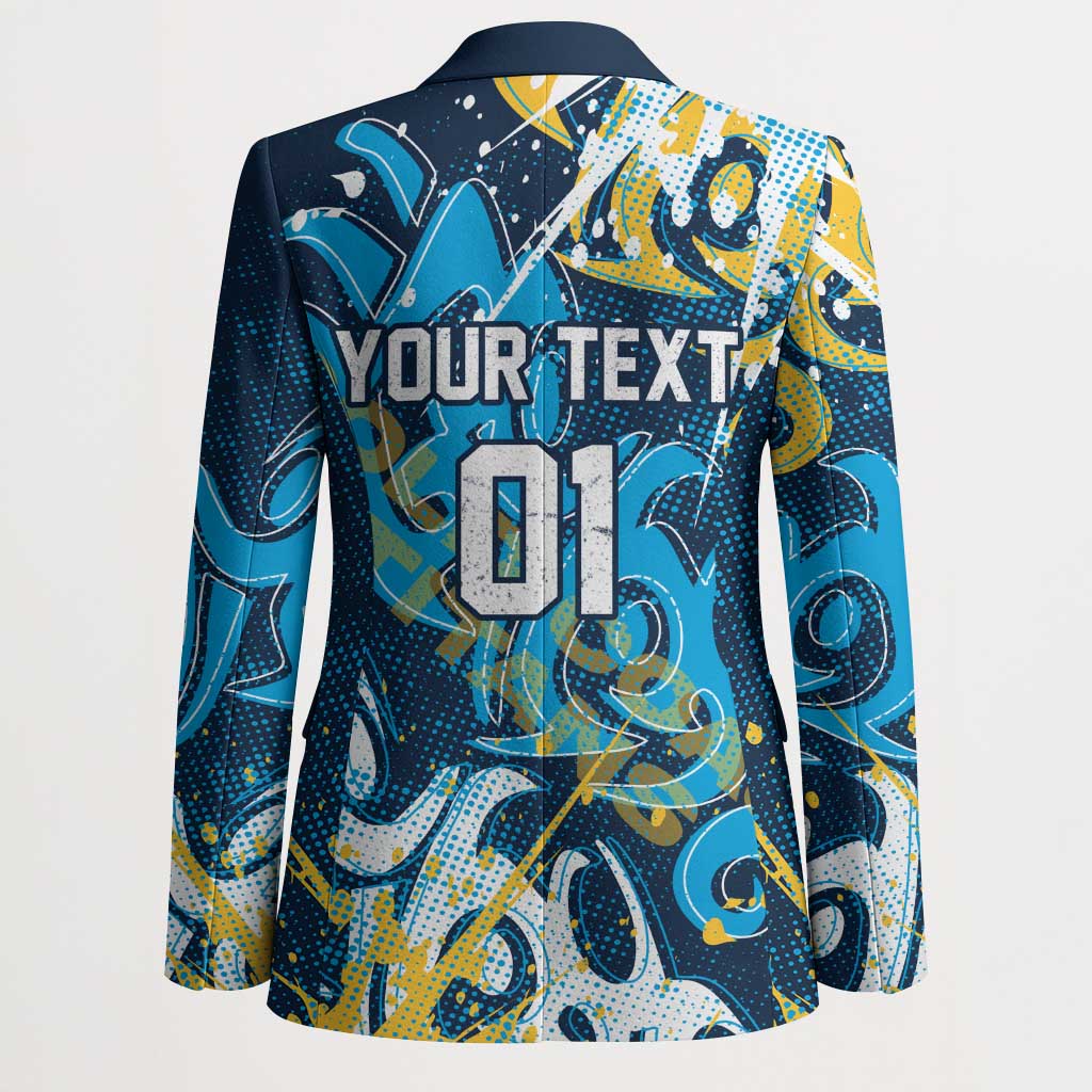 Personalized Gold Coast Titans Rugby Blazer Urban Street Graffiti Style - Distressed Splatter Elements