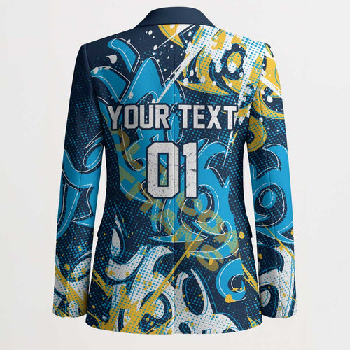 Personalized Gold Coast Titans Rugby Blazer Urban Street Graffiti Style - Distressed Splatter Elements