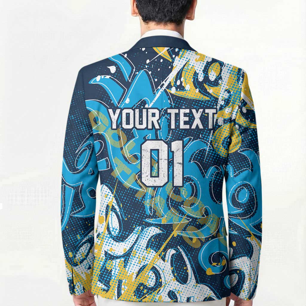 Personalized Gold Coast Titans Rugby Blazer Urban Street Graffiti Style - Distressed Splatter Elements