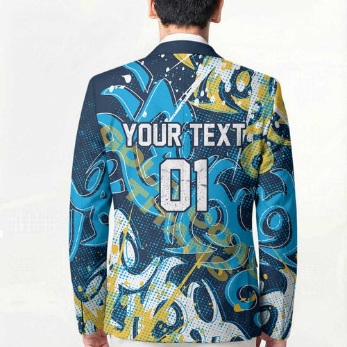 Personalized Gold Coast Titans Rugby Blazer Urban Street Graffiti Style - Distressed Splatter Elements
