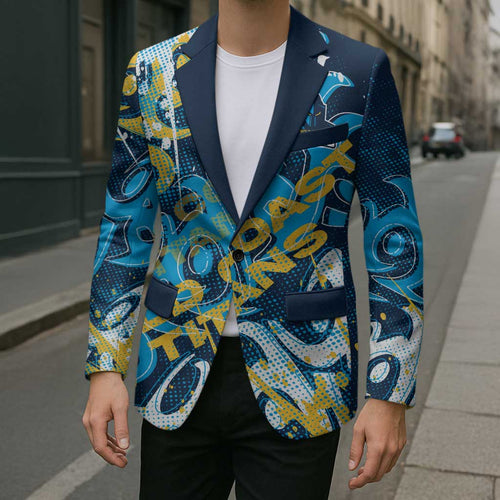 Personalized Gold Coast Titans Rugby Blazer Urban Street Graffiti Style - Distressed Splatter Elements
