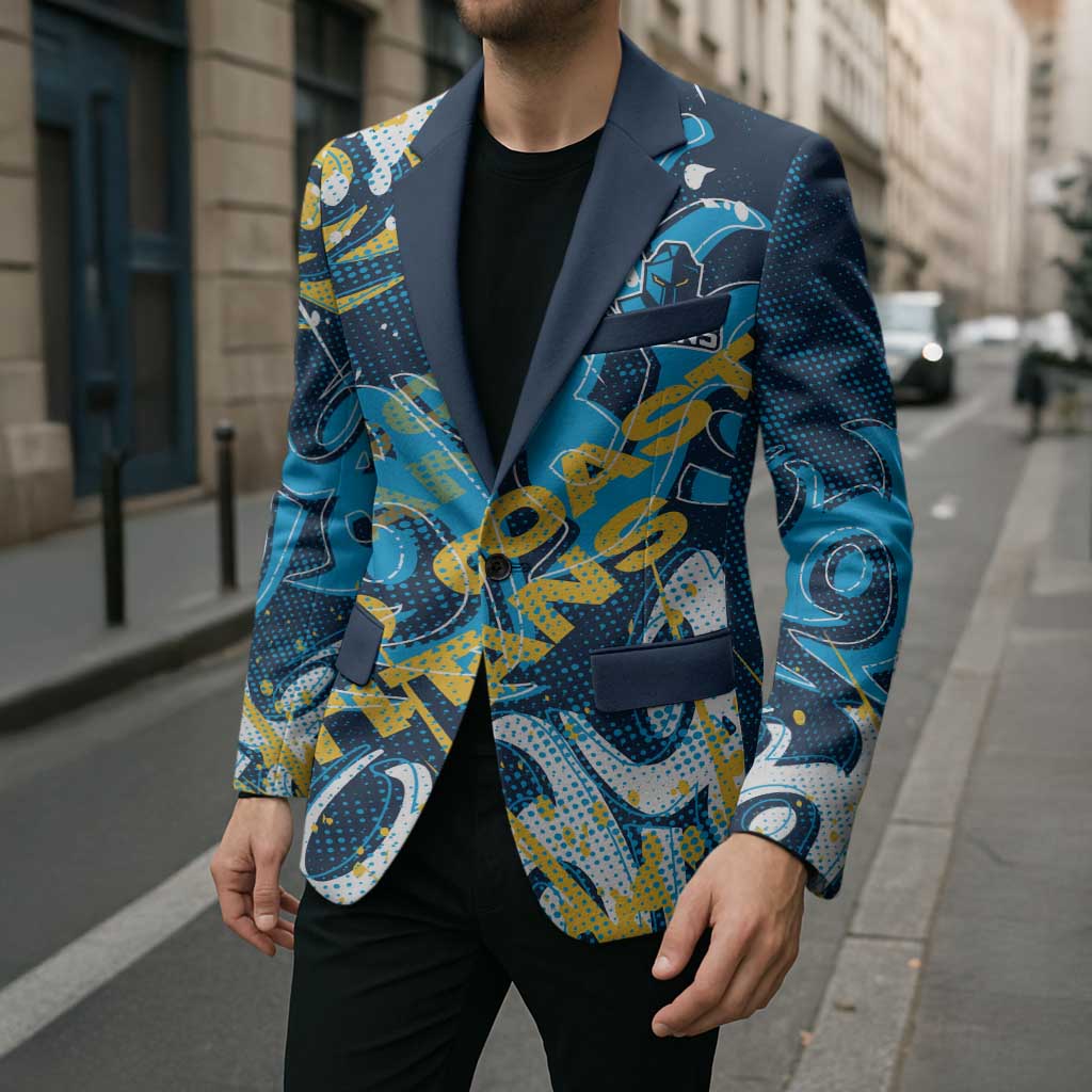 Personalized Gold Coast Titans Rugby Blazer Urban Street Graffiti Style - Distressed Splatter Elements