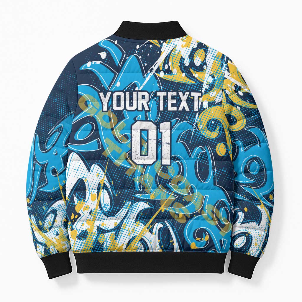 Personalized Gold Coast Titans Rugby Bomber Puffer Jacket Urban Street Graffiti Style - Distressed Splatter Elements