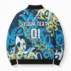 Personalized Gold Coast Titans Rugby Bomber Puffer Jacket Urban Street Graffiti Style - Distressed Splatter Elements