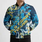 Personalized Gold Coast Titans Rugby Bomber Puffer Jacket Urban Street Graffiti Style - Distressed Splatter Elements