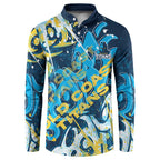 Personalized Gold Coast Titans Rugby Button Sweatshirt Urban Street Graffiti Style - Distressed Splatter Elements