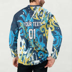 Personalized Gold Coast Titans Rugby Button Sweatshirt Urban Street Graffiti Style - Distressed Splatter Elements