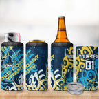 Personalized Gold Coast Titans Rugby 4 in 1 Can Cooler Tumbler Urban Street Graffiti Style - Distressed Splatter Elements