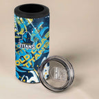 Personalized Gold Coast Titans Rugby 4 in 1 Can Cooler Tumbler Urban Street Graffiti Style - Distressed Splatter Elements