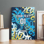 Personalized Gold Coast Titans Rugby Canvas Wall Art Urban Street Graffiti Style - Distressed Splatter Elements
