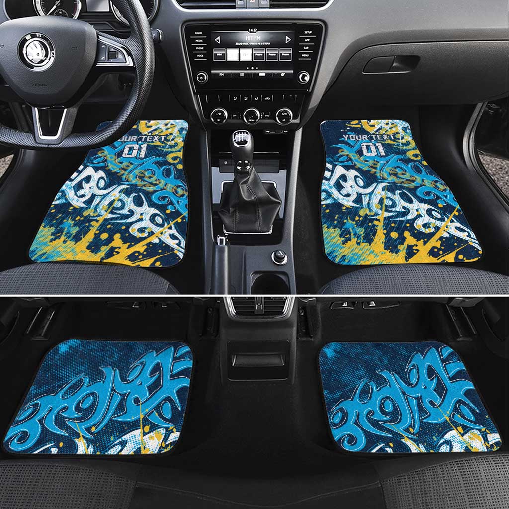 Personalized Gold Coast Titans Rugby Car Mats Urban Street Graffiti Style - Distressed Splatter Elements