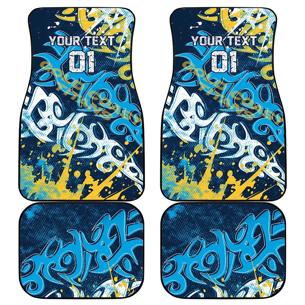 Personalized Gold Coast Titans Rugby Car Mats Urban Street Graffiti Style - Distressed Splatter Elements