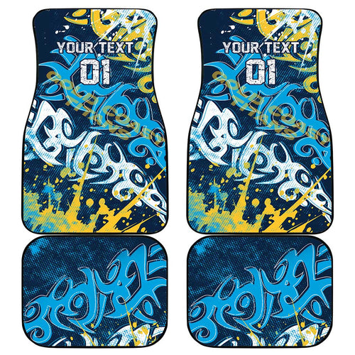 Personalized Gold Coast Titans Rugby Car Mats Urban Street Graffiti Style - Distressed Splatter Elements